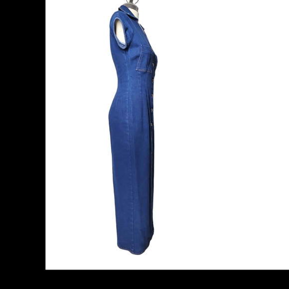 VESTI Blue Denim Maxi Dress Size S/P - Picture 5 of 15
